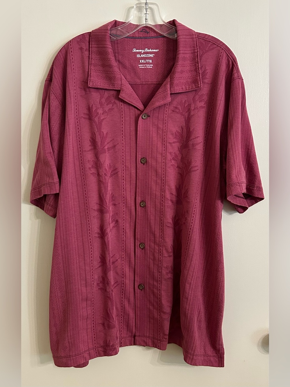 Tommy Bahama Men's Island Zone Burgundy Short-Sleeve Camp Shirt